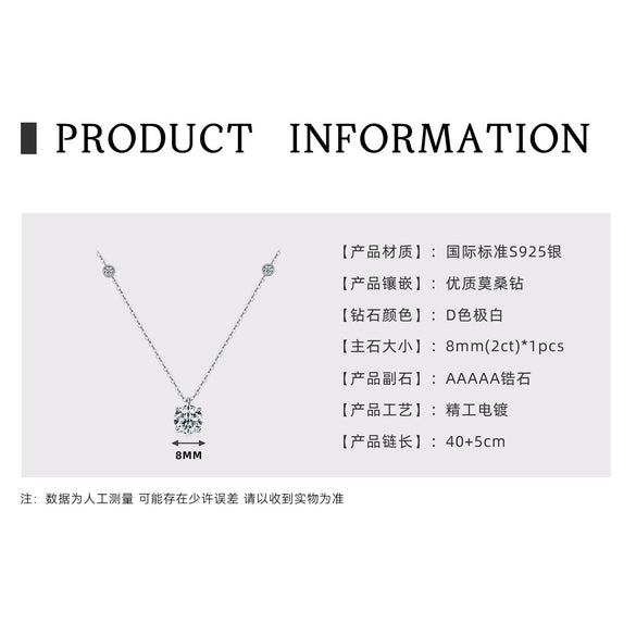 Necklace 925 Sterling Silver Geometric Moissanite Set With Diamonds Simple Style