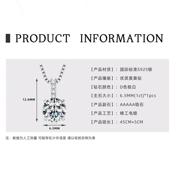 Necklace 925 Sterling Silver Geometric Moissanite Set With Diamonds Simple Style