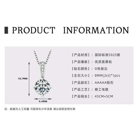 Necklace 925 Sterling Silver Geometric Moissanite Set With Diamonds Simple Style