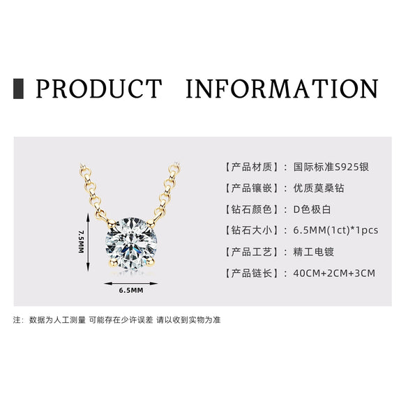 Necklace 925 Sterling Silver Geometric Moissanite Set With Diamonds Simple Style