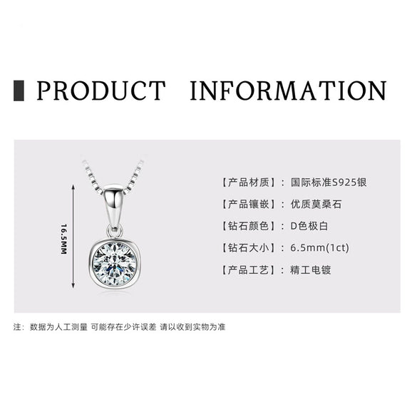 Necklace 925 Sterling Silver Geometric Pendant Set With Diamonds Minimalist Style For Women