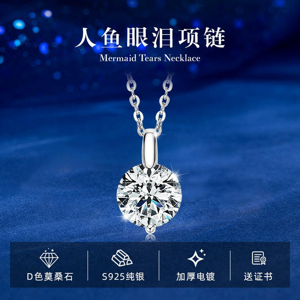 Necklace 925 Sterling Silver Geometric Pendant Set With Diamonds Minimalist Style For Women