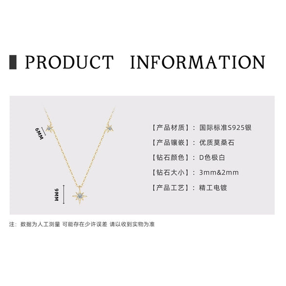 Necklace 925 Sterling Silver Geometric Pendant Set With Diamonds Minimalist Style For Women
