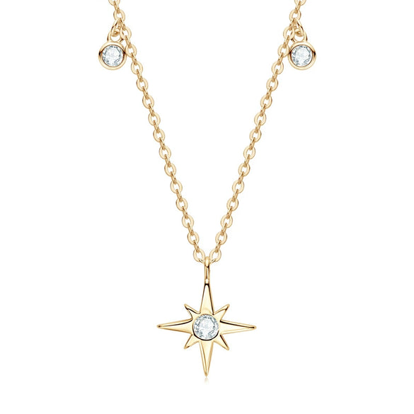 Necklace 925 Sterling Silver Geometric Pendant Set With Diamonds Minimalist Style For Women