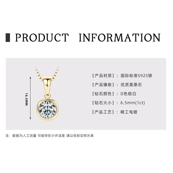 Necklace 925 Sterling Silver Geometric Pendant Set With Diamonds Minimalist Style For Women