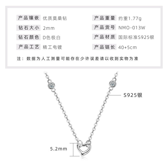 Necklace 925 Sterling Silver Geometric Pendant Set With Diamonds Minimalist Style For Women