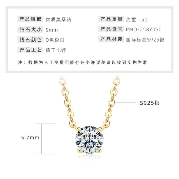 Necklace 925 Sterling Silver Geometric Pendant Set With Diamonds Minimalist Style For Women