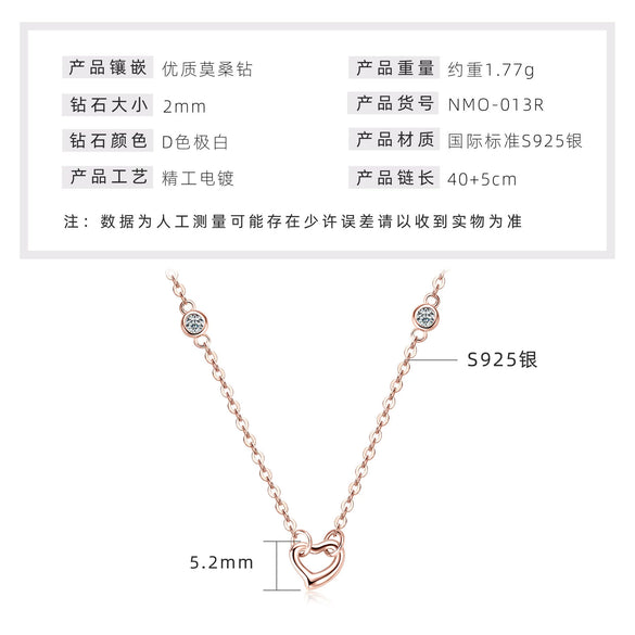 Necklace 925 Sterling Silver Geometric Pendant Set With Diamonds Minimalist Style For Women