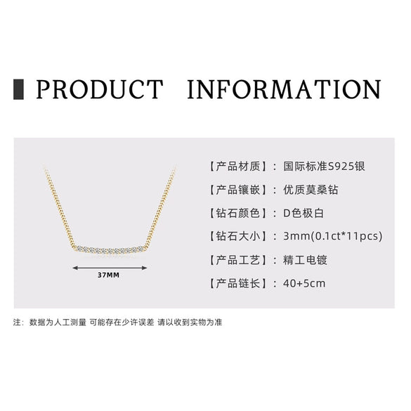 Necklace 925 Sterling Silver Geometric Pendant Set With Diamonds Minimalist Style For Women