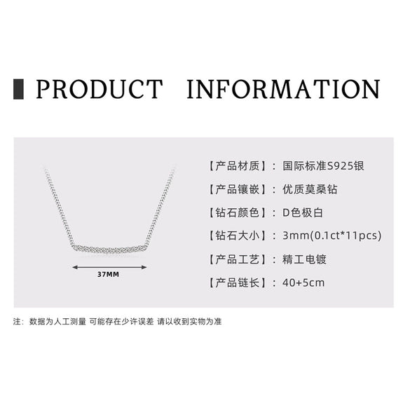Necklace 925 Sterling Silver Geometric Pendant Set With Diamonds Minimalist Style For Women