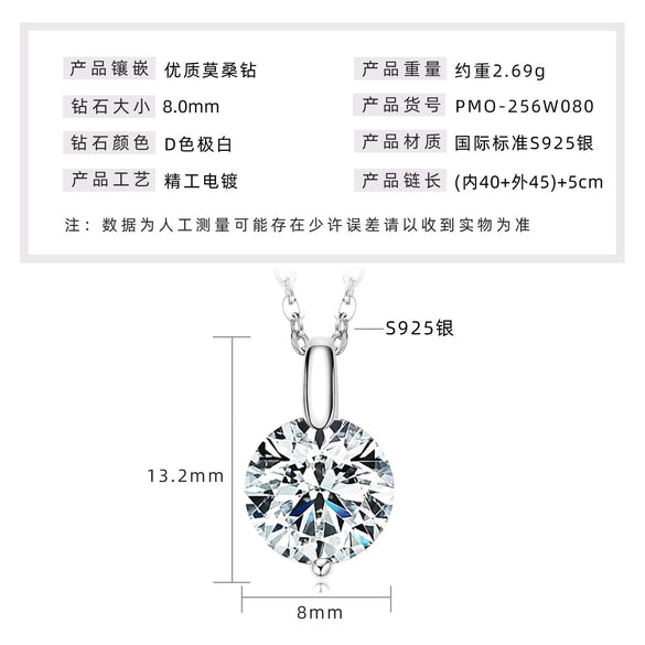 Necklace 925 Sterling Silver Geometric Pendant Set With Diamonds Minimalist Style For Women