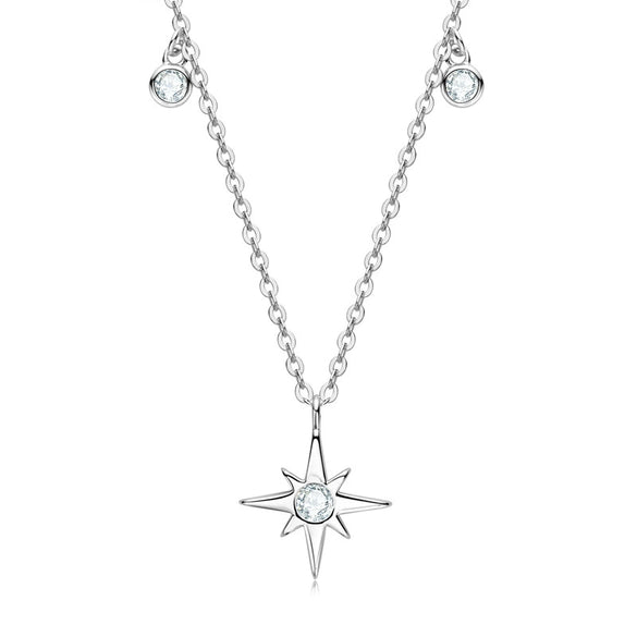 Necklace 925 Sterling Silver Geometric Pendant Set With Diamonds Minimalist Style For Women