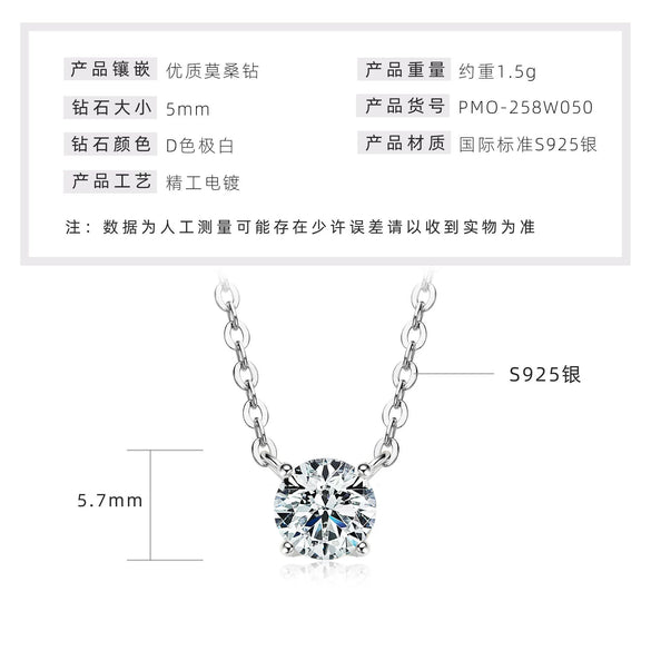 Necklace 925 Sterling Silver Geometric Pendant Set With Diamonds Minimalist Style For Women
