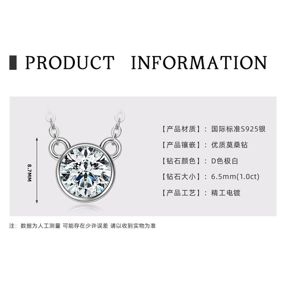 Necklace 925 Sterling Silver Geometric Pendant Set With Diamonds Minimalist Style For Women