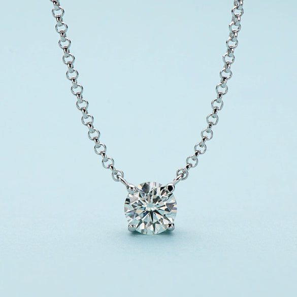 Necklace 925 Sterling Silver Geometric Pendant Set With Diamonds Minimalist Style For Women