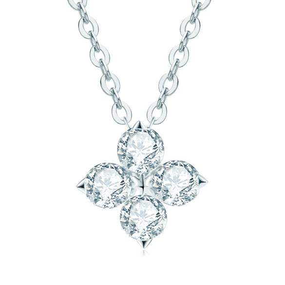 Necklace 925 Sterling Silver Geometric Pendant Set With Diamonds Minimalist Style For Women
