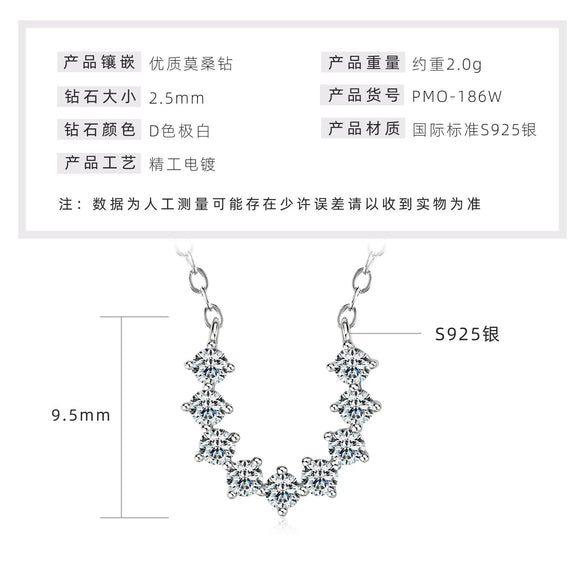 Necklace 925 Sterling Silver Geometric Pendant Set With Diamonds Minimalist Style For Women