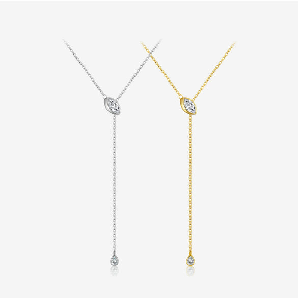 Necklace 925 Sterling Silver Geometric Style Cross Chain Electroplated Platinum 18K Gold