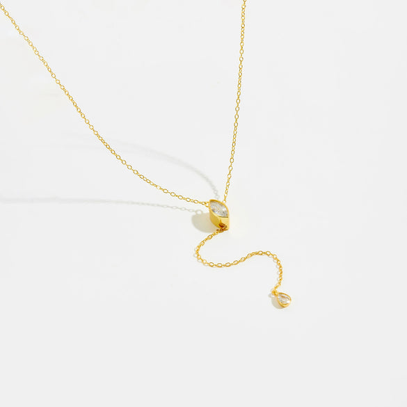 Necklace 925 Sterling Silver Geometric Style Cross Chain Electroplated Platinum 18K Gold