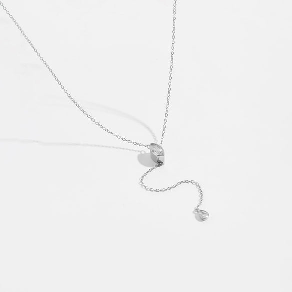 Necklace 925 Sterling Silver Geometric Style Cross Chain Electroplated Platinum 18K Gold