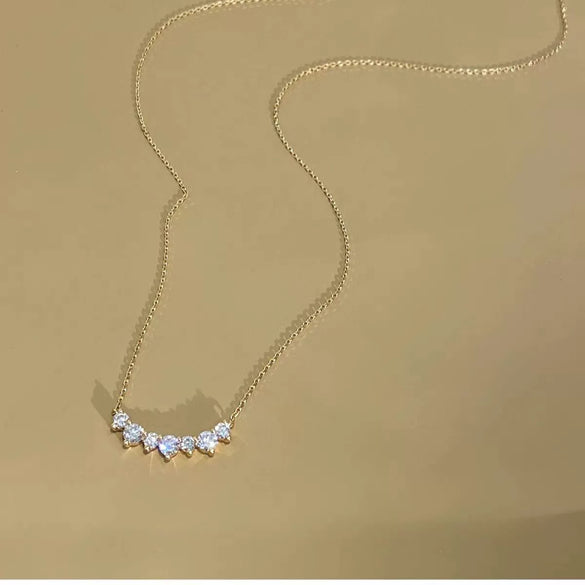Necklace 925 Sterling Silver Geometric Zircon Pendant 18K Gold Plated Cross Chain Light Luxury Style For Women