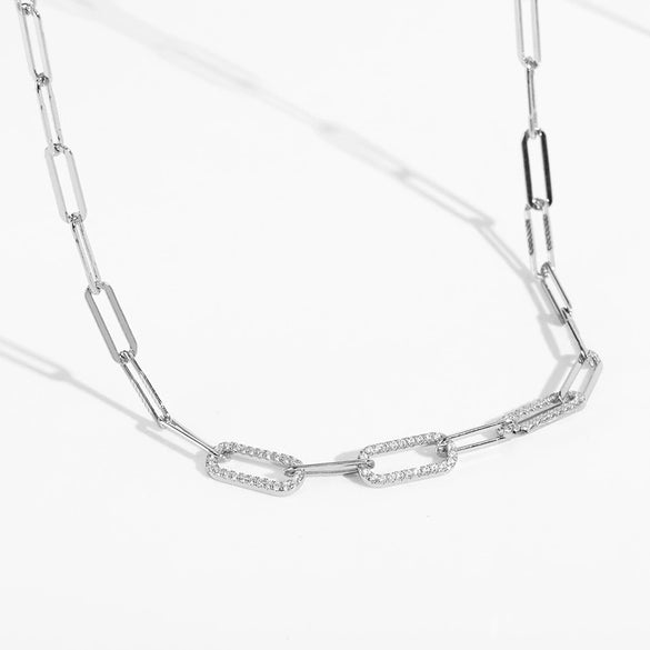 Necklace 925 Sterling Silver Punk Exaggerated Geometric Electroplated Female Hiphop Chain