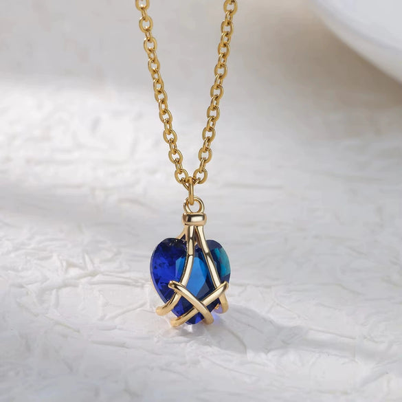 Necklace Synthetic Zircon Heart Shape Electroplated Snake Bone Chain Women's Jewelry