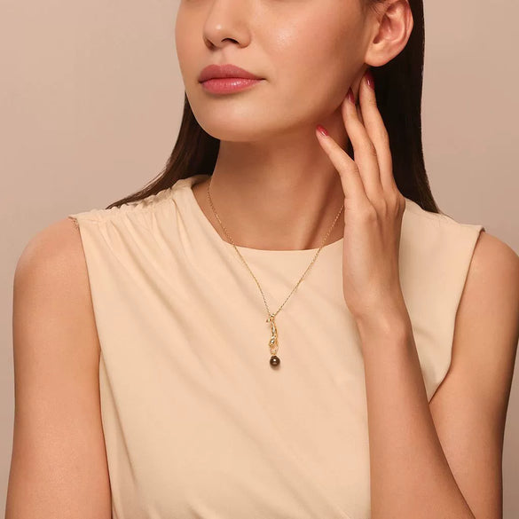 Necklace Titanium Steel Animal Zodiac Mermaid Natural Baroque Pearl Electroplated 18K Goldplated Color Retention Simple Design Unisex