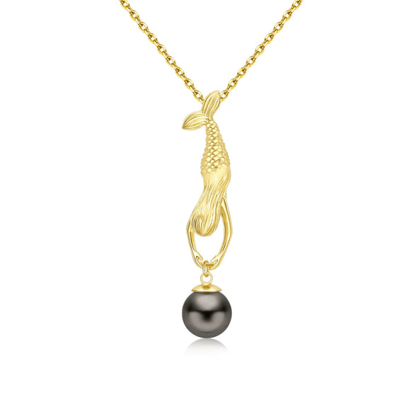 Necklace Titanium Steel Animal Zodiac Mermaid Natural Baroque Pearl Electroplated 18K Goldplated Color Retention Simple Design Unisex
