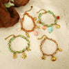 Necklace Titanium Steel Animal Zodiac Pattern Electroplating Ocean Style Pineapple Flower Cherry Pendant Braided Rope