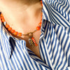Necklace Titanium Steel Animal Zodiac Pattern Roasted Color Pearl Pendant