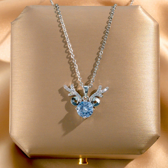Necklace Titanium Steel Antler Design With Mixed Gemstone Setting And Letters Numbers Text Pattern