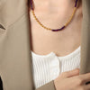 Necklace Titanium Steel Ball Natural Stone Agate Geometric Handmade Jewelry For Women