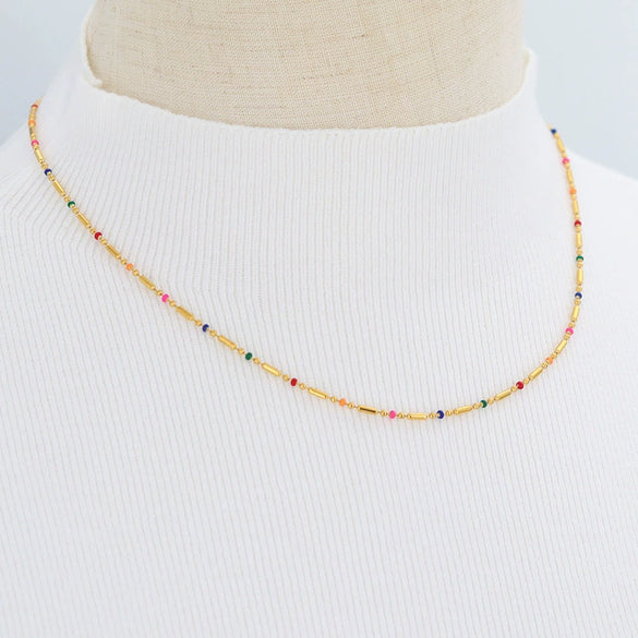Necklace Titanium Steel Bohemian Geometric Dripping Oil Plated 18K Gold