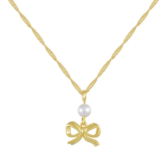 Necklace Titanium Steel Bow Pattern 18K Rose Gold Plated