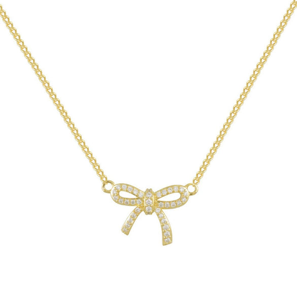 Necklace Titanium Steel Bow Pattern 18K Rose Gold Plated