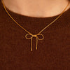Necklace Titanium Steel Bow Pattern 18K Rose Gold Plated