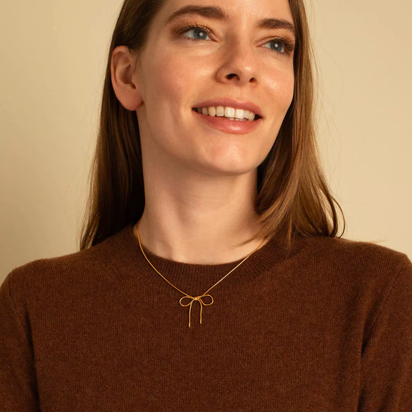 Necklace Titanium Steel Bow Pattern 18K Rose Gold Plated
