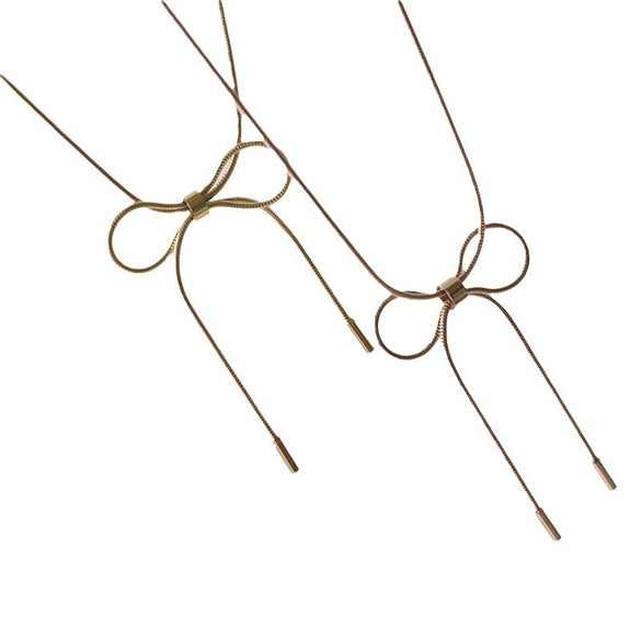 Necklace Titanium Steel Bow Pattern 18K Rose Gold Plated