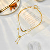 Necklace Titanium Steel Colorful Butterfly Tassel Doublelayer Glossy Frosted Electroplating