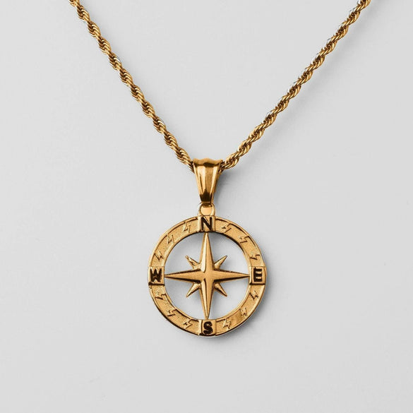 Necklace Titanium Steel Compass Round Hip Hop Trendy Electroplating Geometric Pendant Twist Chain