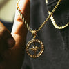 Necklace Titanium Steel Compass Round Hip Hop Trendy Electroplating Geometric Pendant Twist Chain