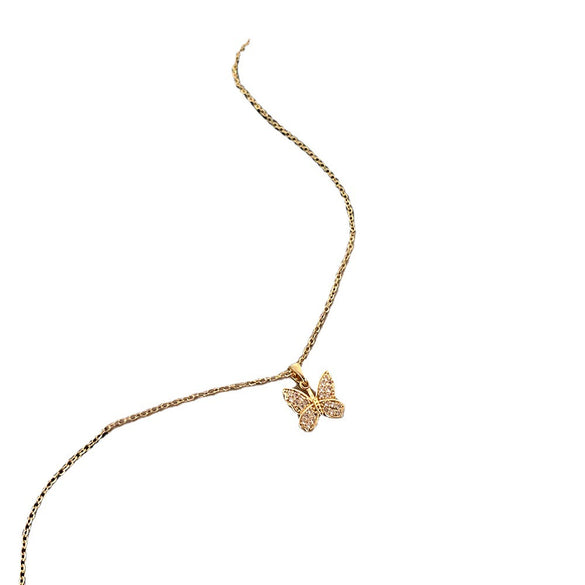 Necklace Titanium Steel Copper Animals Zodiac Electroplating Golden Butterfly Women's
