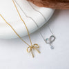 Necklace Titanium Steel Copper Bow Tassel Zircon Electroplating Women