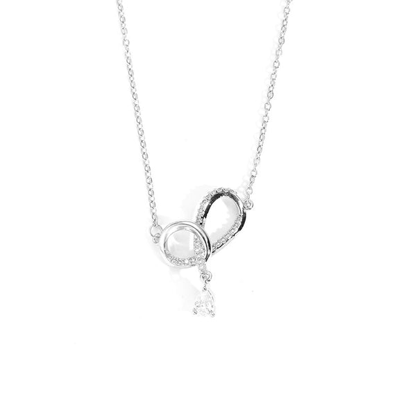 Necklace Titanium Steel Copper Bow Tassel Zircon Electroplating Women