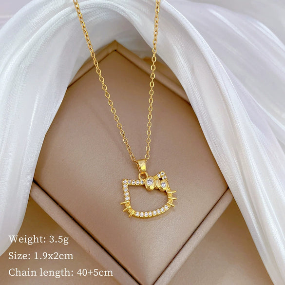 Necklace Titanium Steel Copper Bowknot Cat Geometric Light Luxury Elegant Gorgeous Unisex