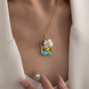 Necklace Titanium Steel Copper Electroplating Geometric Flower Light Luxury Retro Jewelry