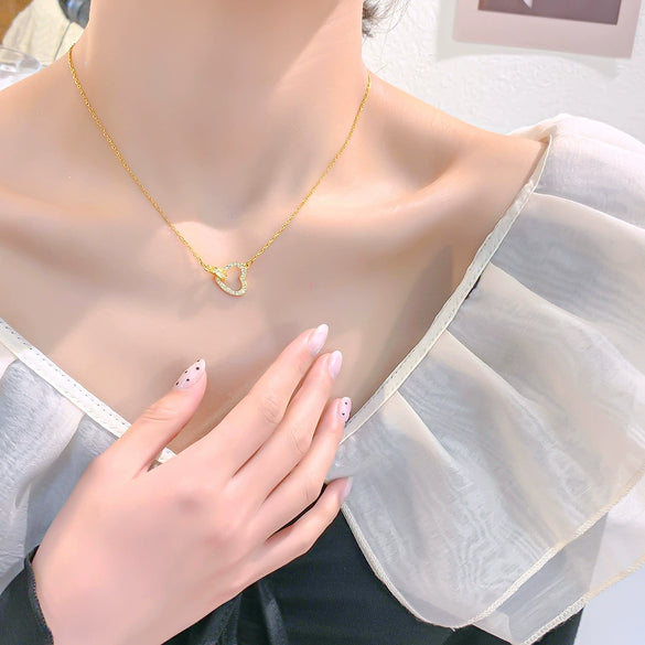 Necklace Titanium Steel Copper Flower Pattern Electroplating For Women