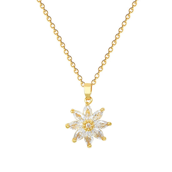 Necklace Titanium Steel Copper Geometric Cartoon Minimalist Style Eightpetal Flower Bud Design