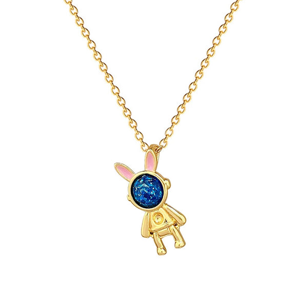 Necklace Titanium Steel Copper Geometric Cartoon Starry Sky Rabbit Astronaut Full Diamond Light Luxury Elegant Gorgeous Unisex